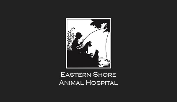 White Eastern Shore Animal Hospital logo on dark gray background