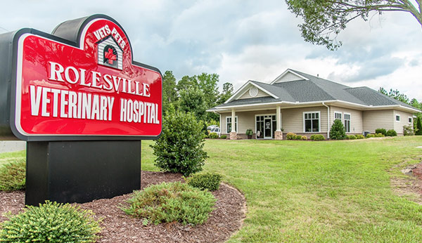 Rolesville Veterinary Hospital exterior photo showing sign